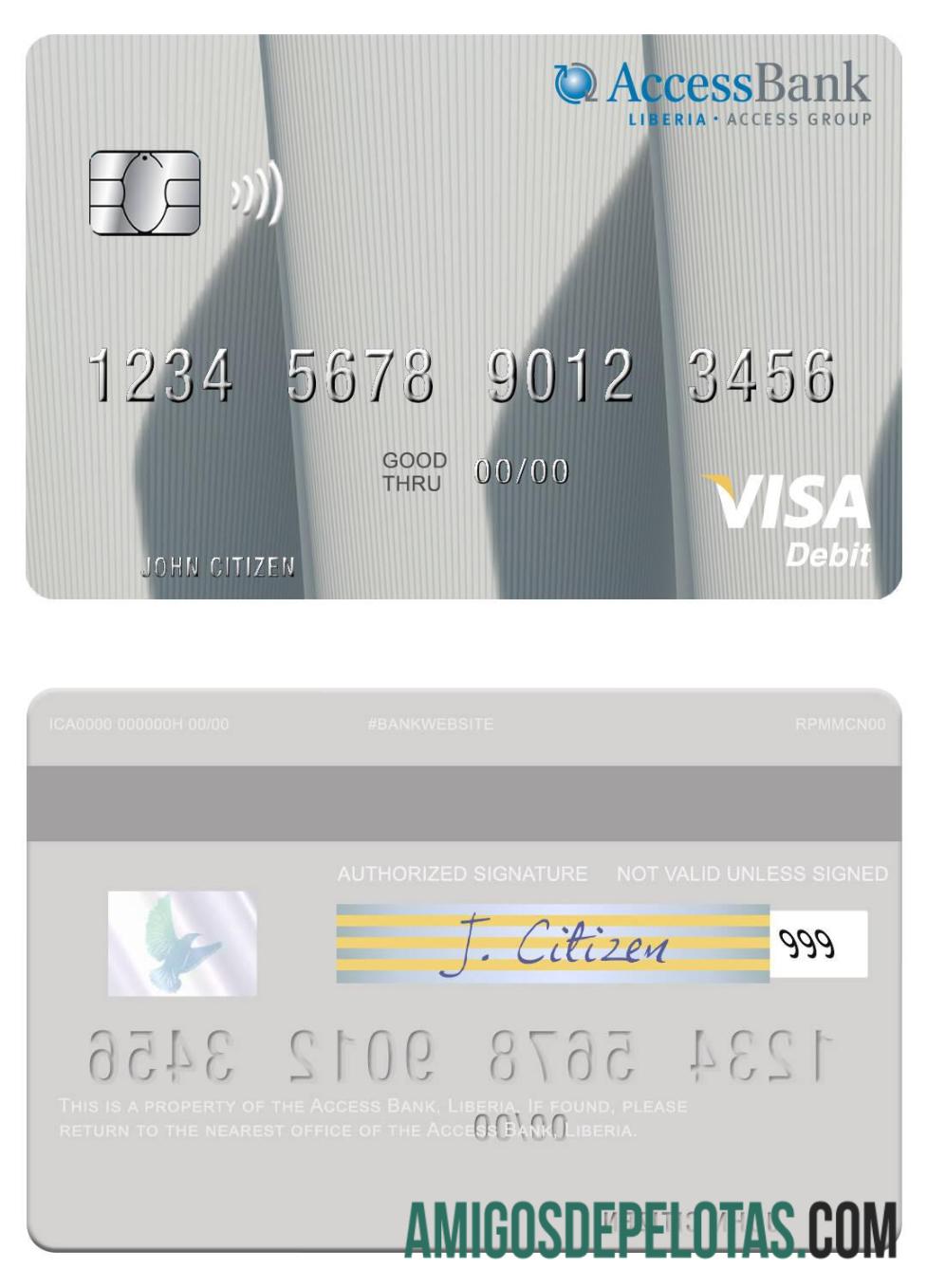Liberia Access Bank Visa Debit Card template